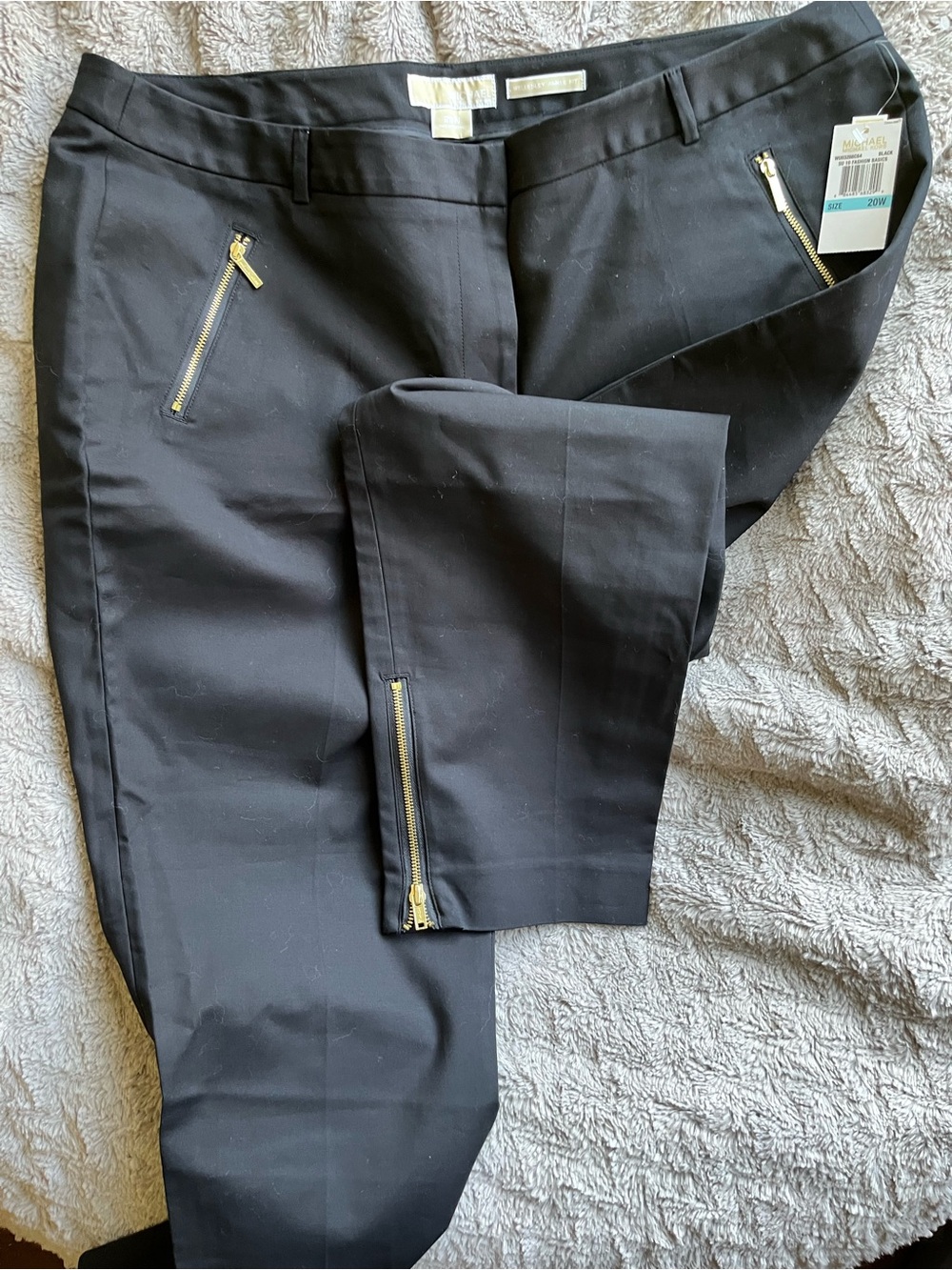 Michael Kors Women's Pants Gold Zip Flat Front Pockets Size 20